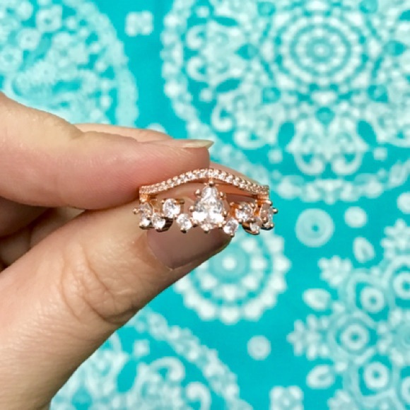 NEW!💙💎ROSE💗💛GOLDEN RING!💎💙7 TEARDROP CZ PAVE - Picture 5 of 8